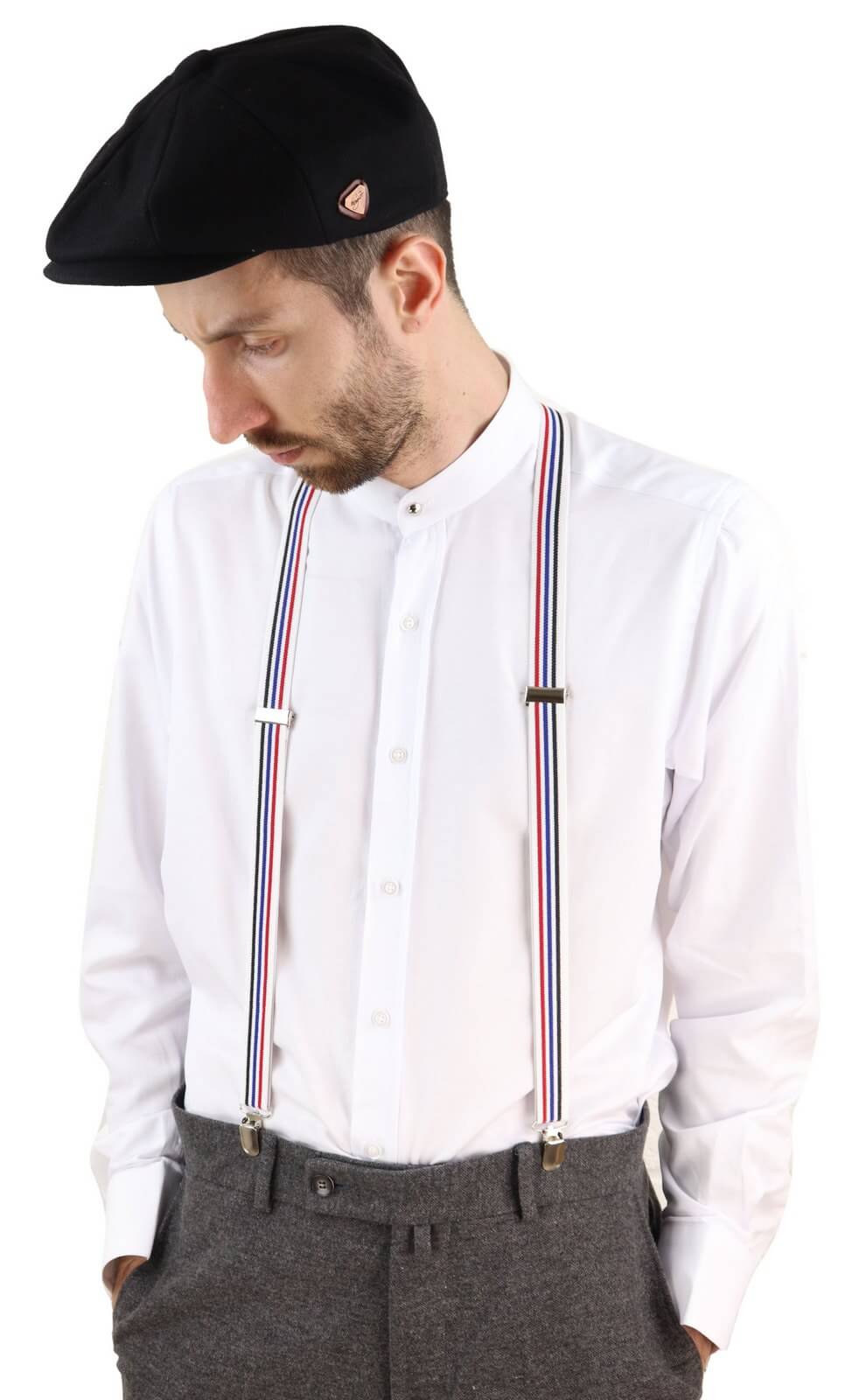 Randiga klassiska byxhängslen för män