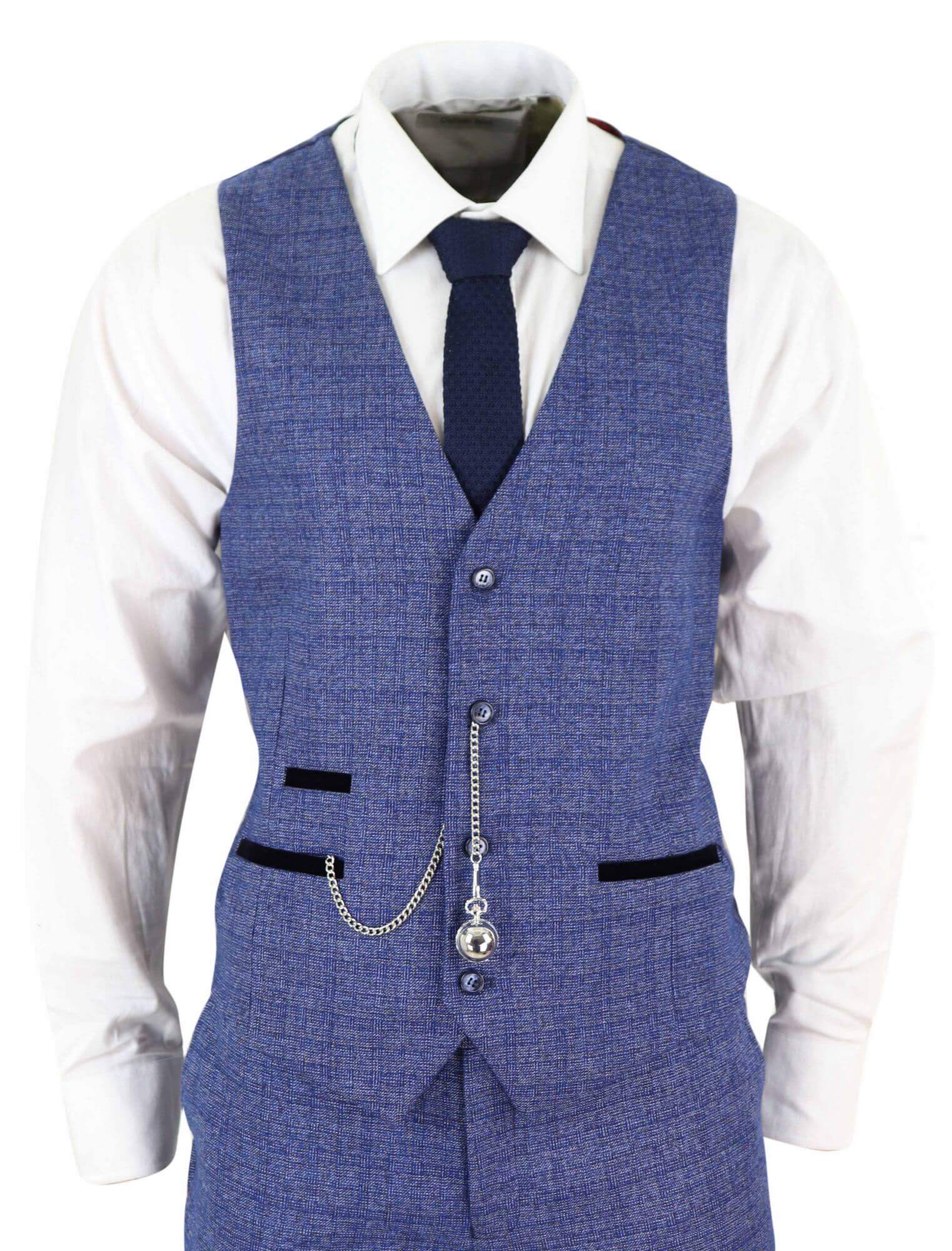 Herrfickur i tweed med 3 delar och rutig kostym, skräddarsydd passform, Peaky Blinders