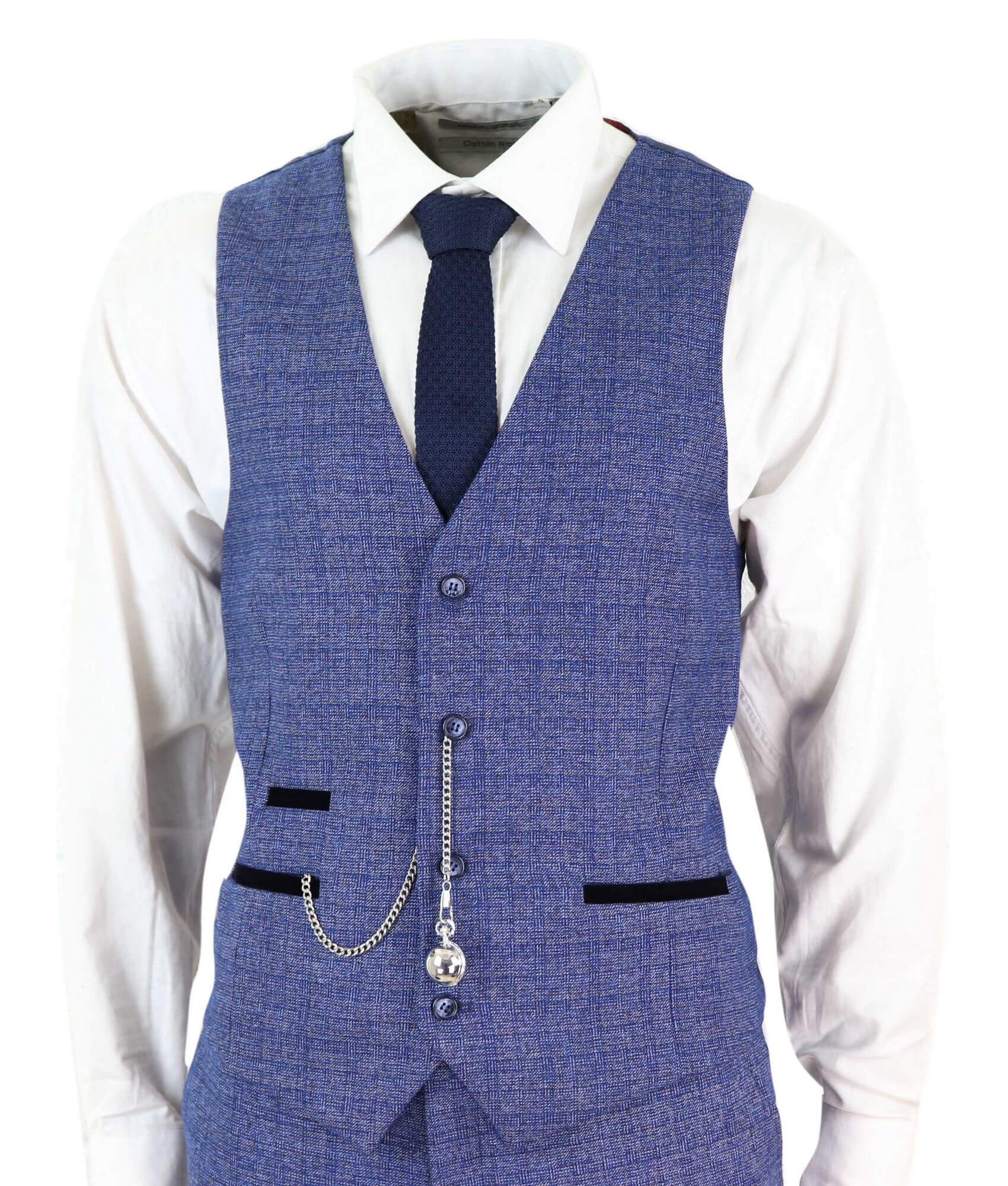 Herrfickur i tweed med 3 delar och rutig kostym, skräddarsydd passform, Peaky Blinders