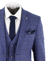 Herrfickur i tweed med 3 delar och rutig kostym, skräddarsydd passform, Peaky Blinders
