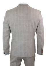 Paul Andrew Holland - Herrrutig Tweed Beige Brun 3-delad Kostym Bröllopsbal Vintage Retro Klassisk