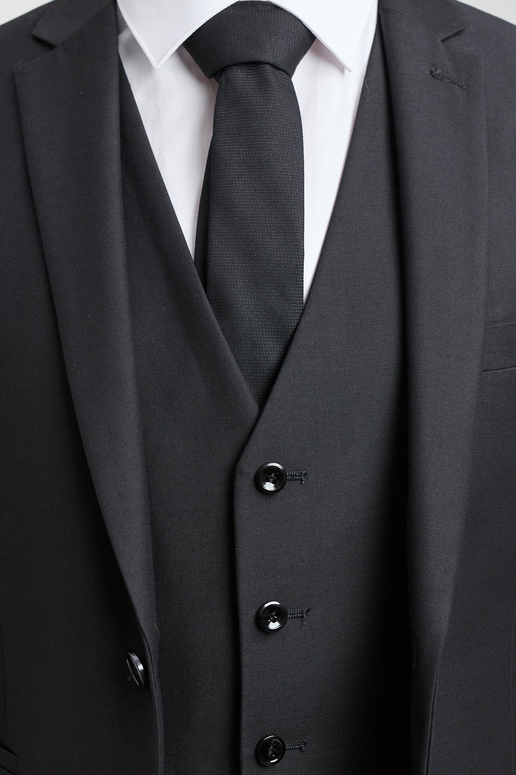 Paul Andrew Parker - Herr 3-delad svart skräddarsydd kostym med klassisk dörr, sörjande begravning