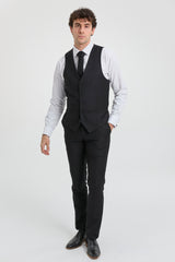 Paul Andrew Parker - Herr 3-delad svart skräddarsydd kostym med klassisk dörr, sörjande begravning