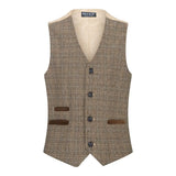 Pojkar 3-delad brun kostym i tweed, rutig vintage-stil, skräddarsydd passform, 1920-tal