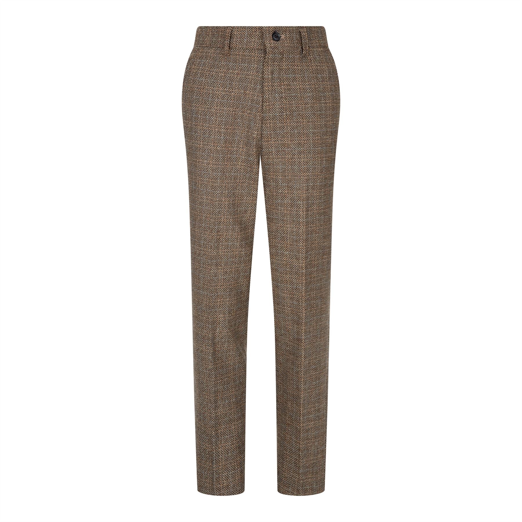 Pojkar 3-delad brun kostym i tweed, rutig vintage-stil, skräddarsydd passform, 1920-tal