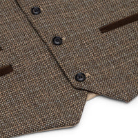 Pojkar 3-delad brun kostym i tweed, rutig vintage-stil, skräddarsydd passform, 1920-tal