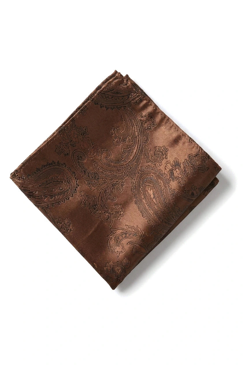 Paisleyhalsad brun slips presentset näsduk manschettknappar slips blommig satin