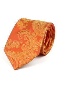 Paisleyhalsad Orange Slips Presentset Näsduk Manschettknappar Slips Blommig Satin