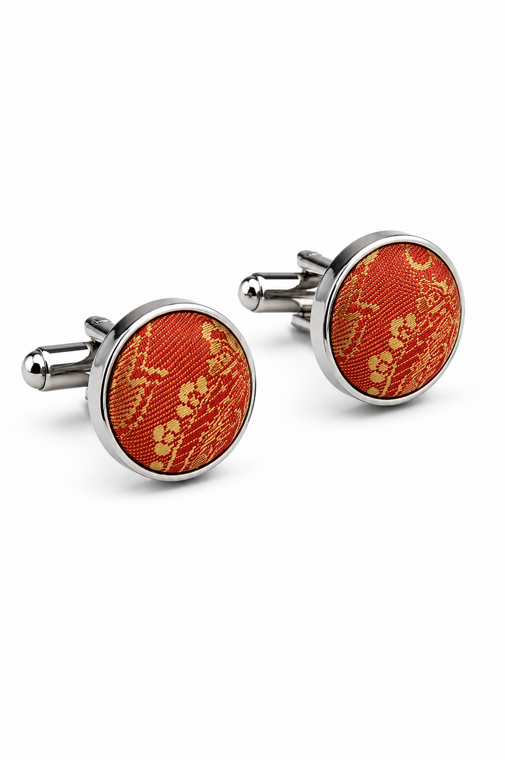 Paisleyhalsad Orange Slips Presentset Näsduk Manschettknappar Slips Blommig Satin