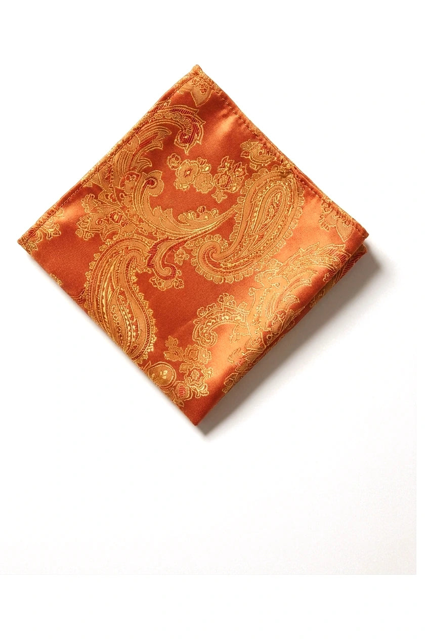 Paisleyhalsad Orange Slips Presentset Näsduk Manschettknappar Slips Blommig Satin