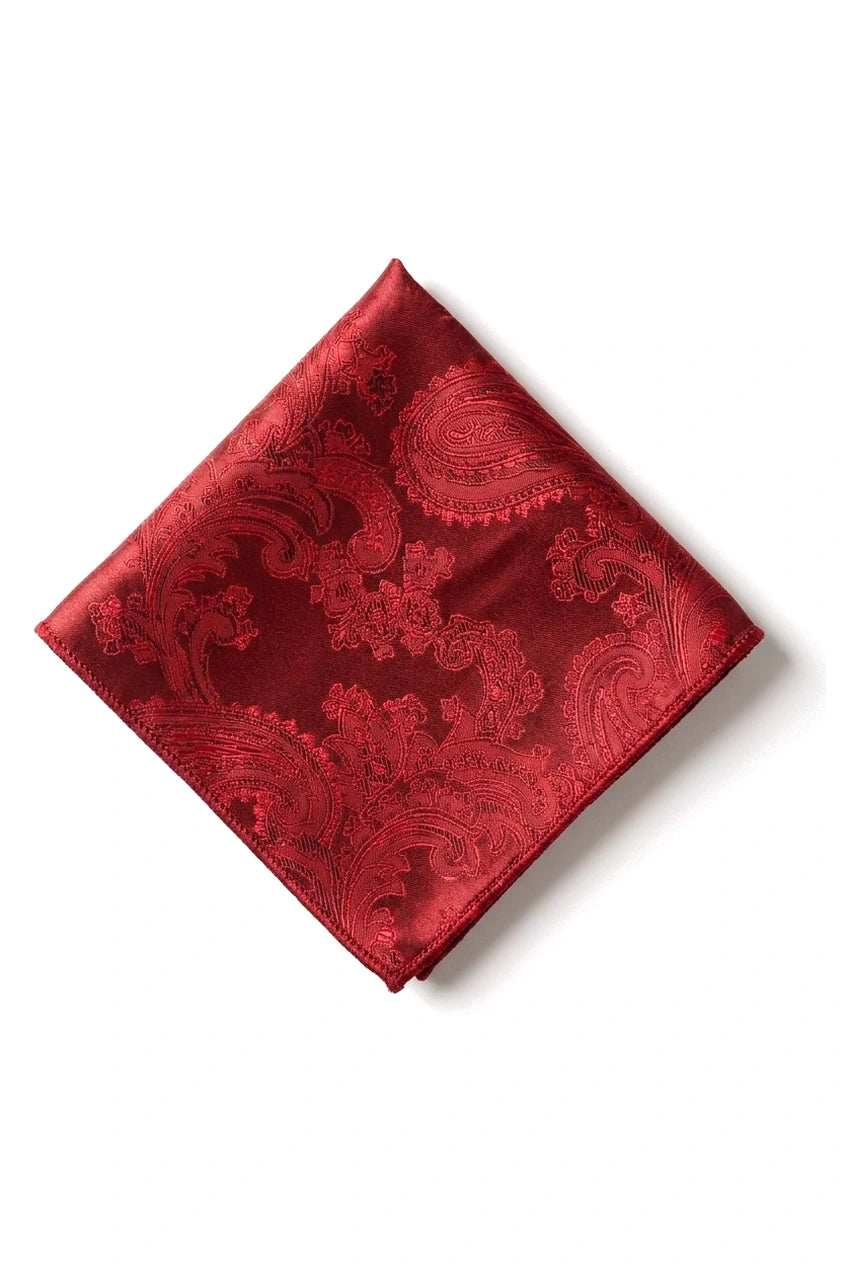 Paisleyhalsad Röd Slips Presentset Näsduk Manschettknappar Slips Blommig Satin