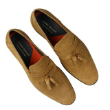 Herr Slip On Loafers Bruna Tofsar Äkta Mocka Smart Casual Klänning Klassisk Bil