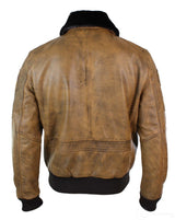 Herr Aviator Flygande Pilot Bomberjacka Vintage Brun Avtagbar Svart Pälskrage-Brun