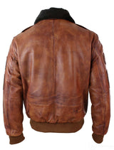 Herr Aviator Flygande Pilot Bomberjacka Vintage Brun Avtagbar Svart Pälskrage - Nevada Timber