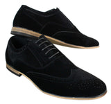 Patron 238 Herr Mocka Läder Brogues Smart Casual Röd Brun Marinblå Svarta Snörskor Retro