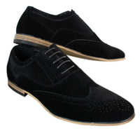 Patron 238 Herr Mocka Läder Brogues Smart Casual Röd Brun Marinblå Svarta Snörskor Retro