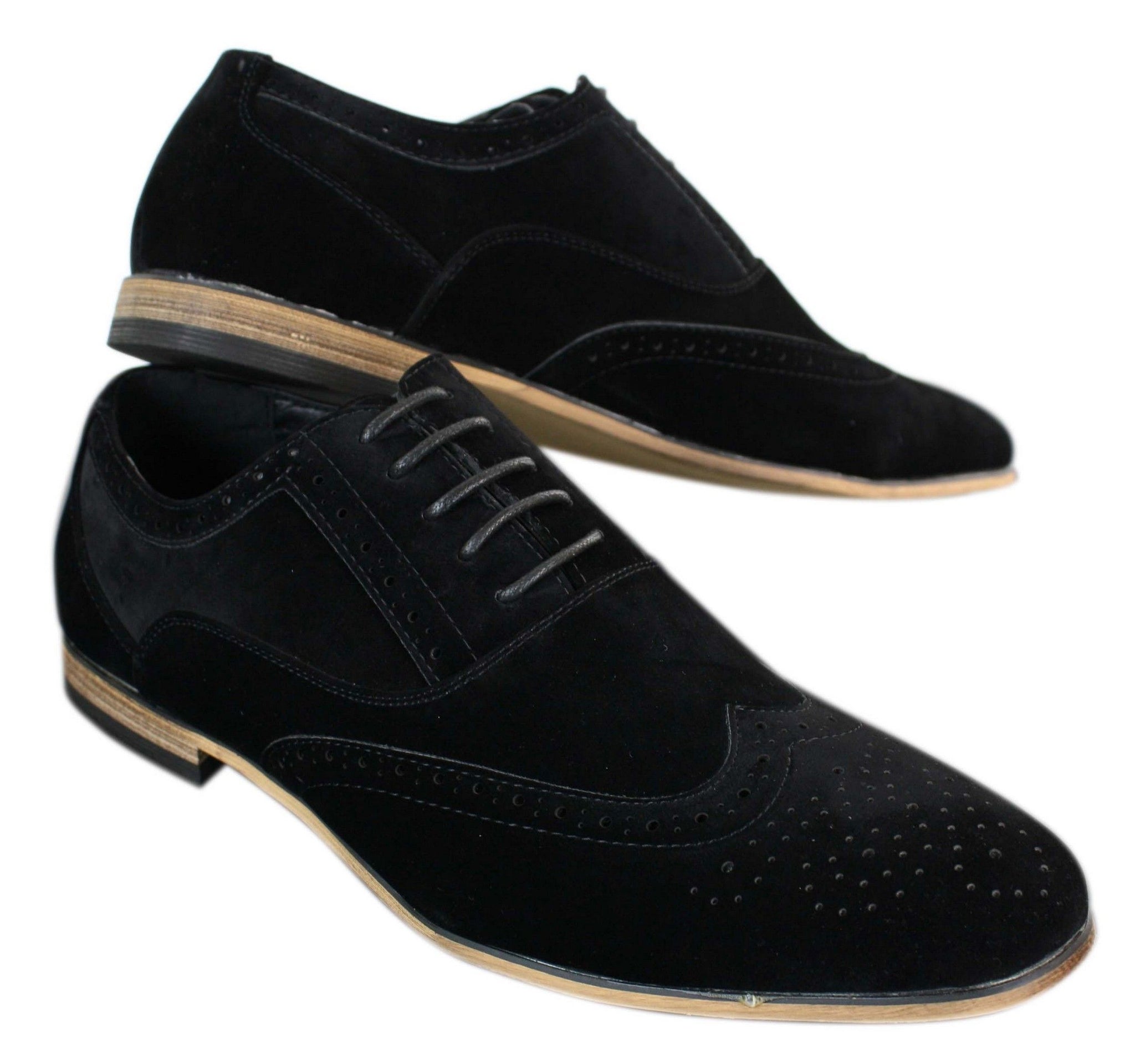 Patron 238 Herr Mocka Läder Brogues Smart Casual Röd Brun Marinblå Svarta Snörskor Retro