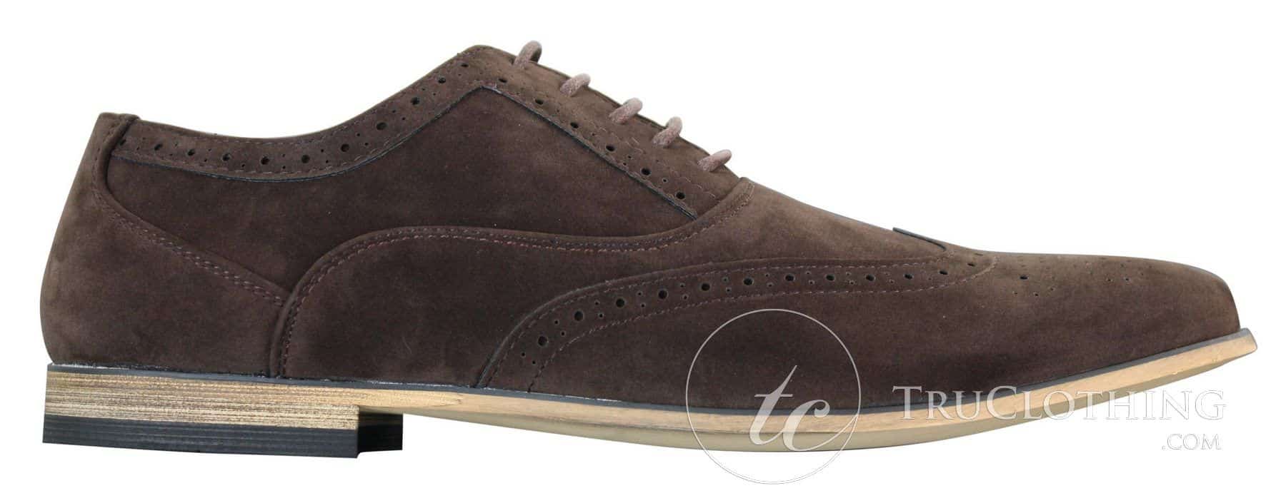 Patron 238 Herr Mocka Läder Brogues Smart Casual Röd Brun Marinblå Svarta Snörskor Retro