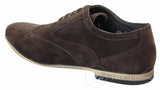 Patron 238 Herr Mocka Läder Brogues Smart Casual Röd Brun Marinblå Svarta Snörskor Retro