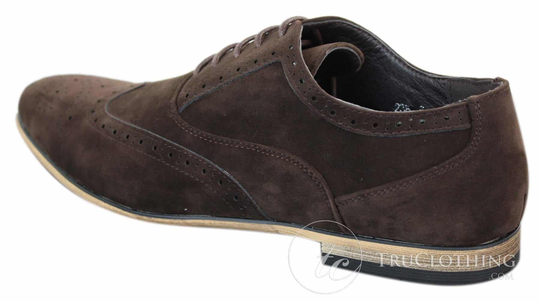 Patron 238 Herr Mocka Läder Brogues Smart Casual Röd Brun Marinblå Svarta Snörskor Retro