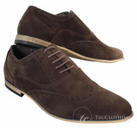 Patron 238 Herr Mocka Läder Brogues Smart Casual Röd Brun Marinblå Svarta Snörskor Retro