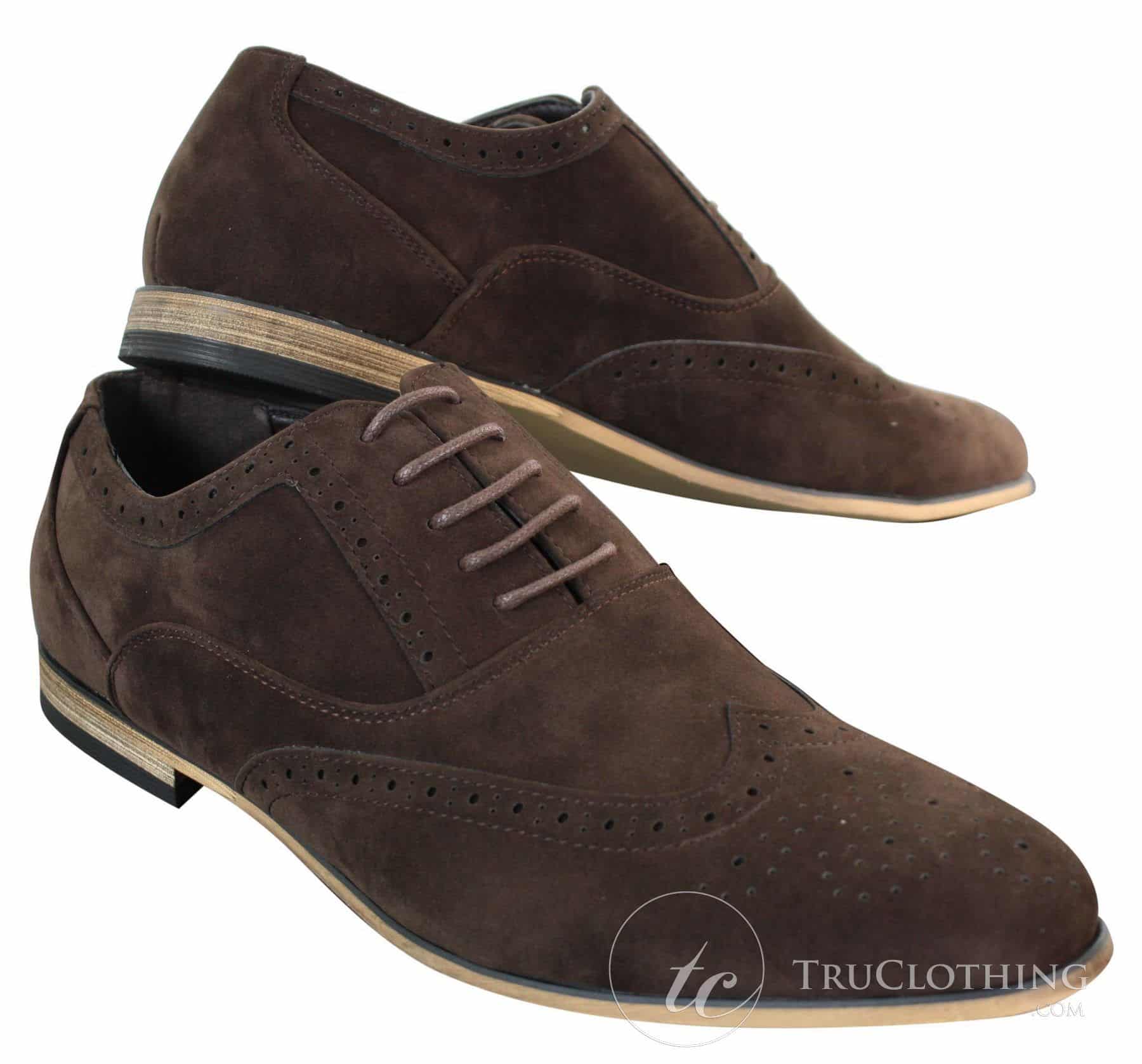 Patron 238 Herr Mocka Läder Brogues Smart Casual Röd Brun Marinblå Svarta Snörskor Retro