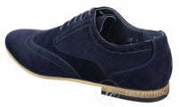 Patron 238 Herr Mocka Läder Brogues Smart Casual Röd Brun Marinblå Svarta Snörskor Retro