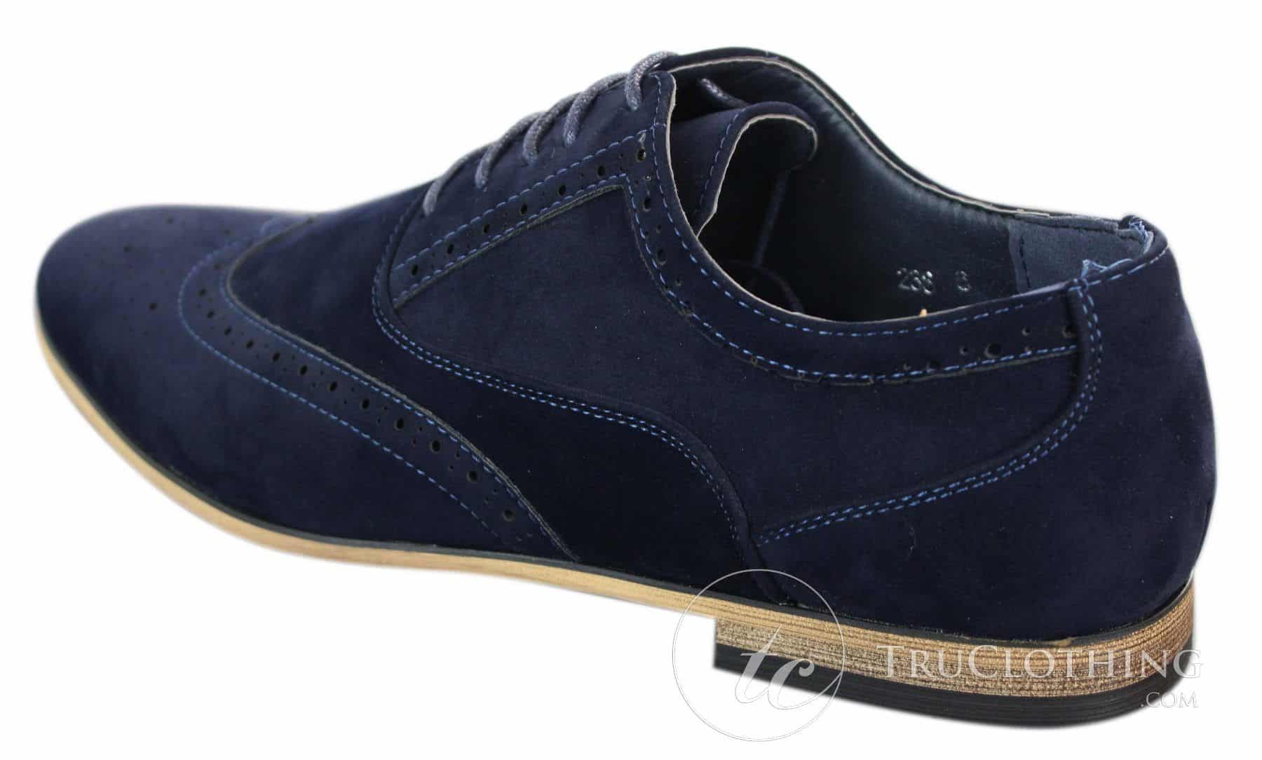 Patron 238 Herr Mocka Läder Brogues Smart Casual Röd Brun Marinblå Svarta Snörskor Retro