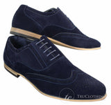 Patron 238 Herr Mocka Läder Brogues Smart Casual Röd Brun Marinblå Svarta Snörskor Retro