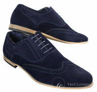 Patron 238 Herr Mocka Läder Brogues Smart Casual Röd Brun Marinblå Svarta Snörskor Retro