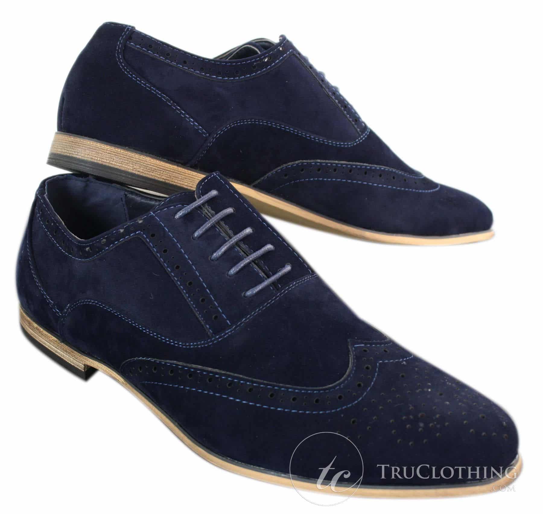 Patron 238 Herr Mocka Läder Brogues Smart Casual Röd Brun Marinblå Svarta Snörskor Retro