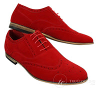 Patron 238 Herr Mocka Läder Brogues Smart Casual Röd Brun Marinblå Svarta Snörskor Retro