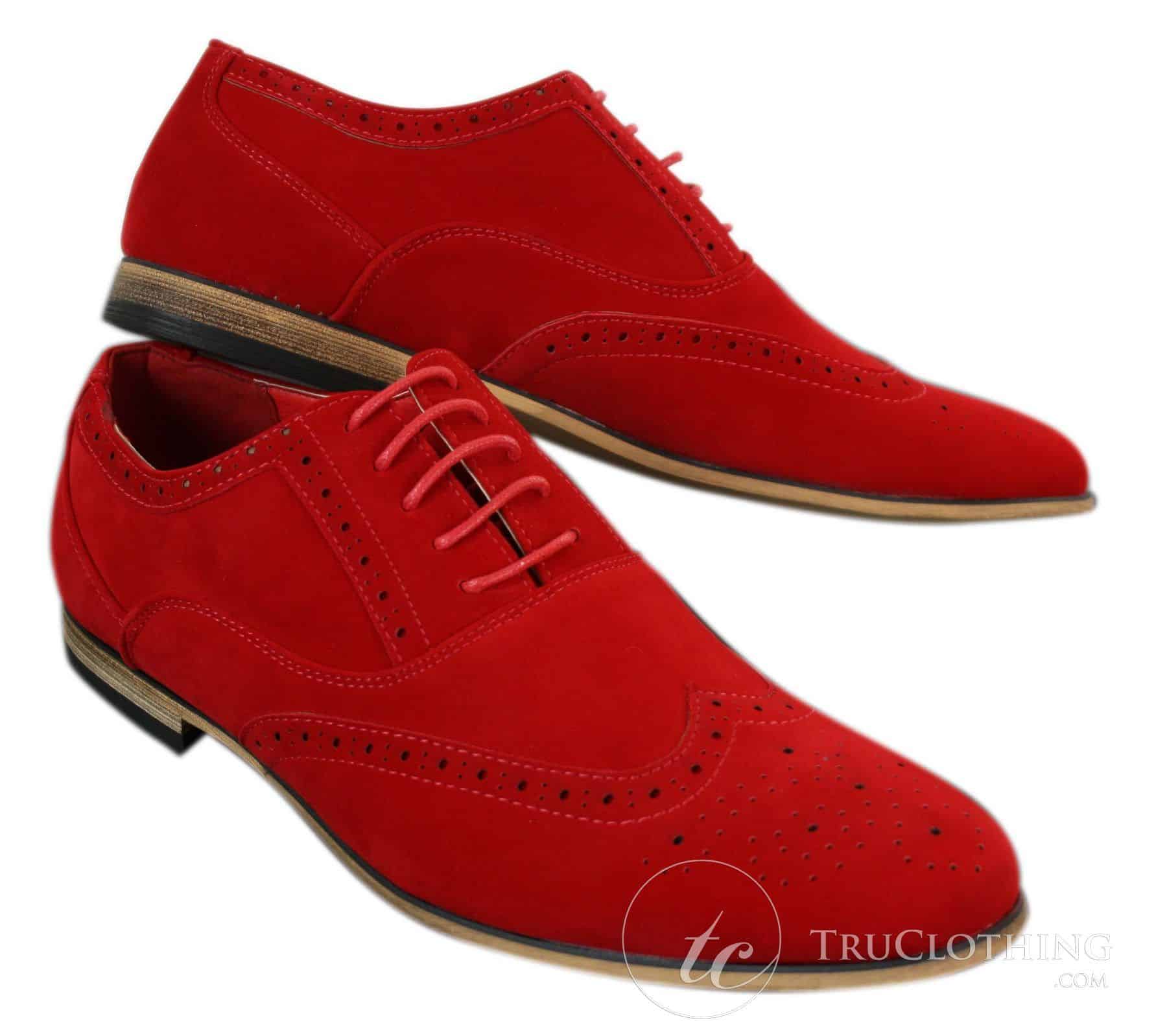 Patron 238 Herr Mocka Läder Brogues Smart Casual Röd Brun Marinblå Svarta Snörskor Retro