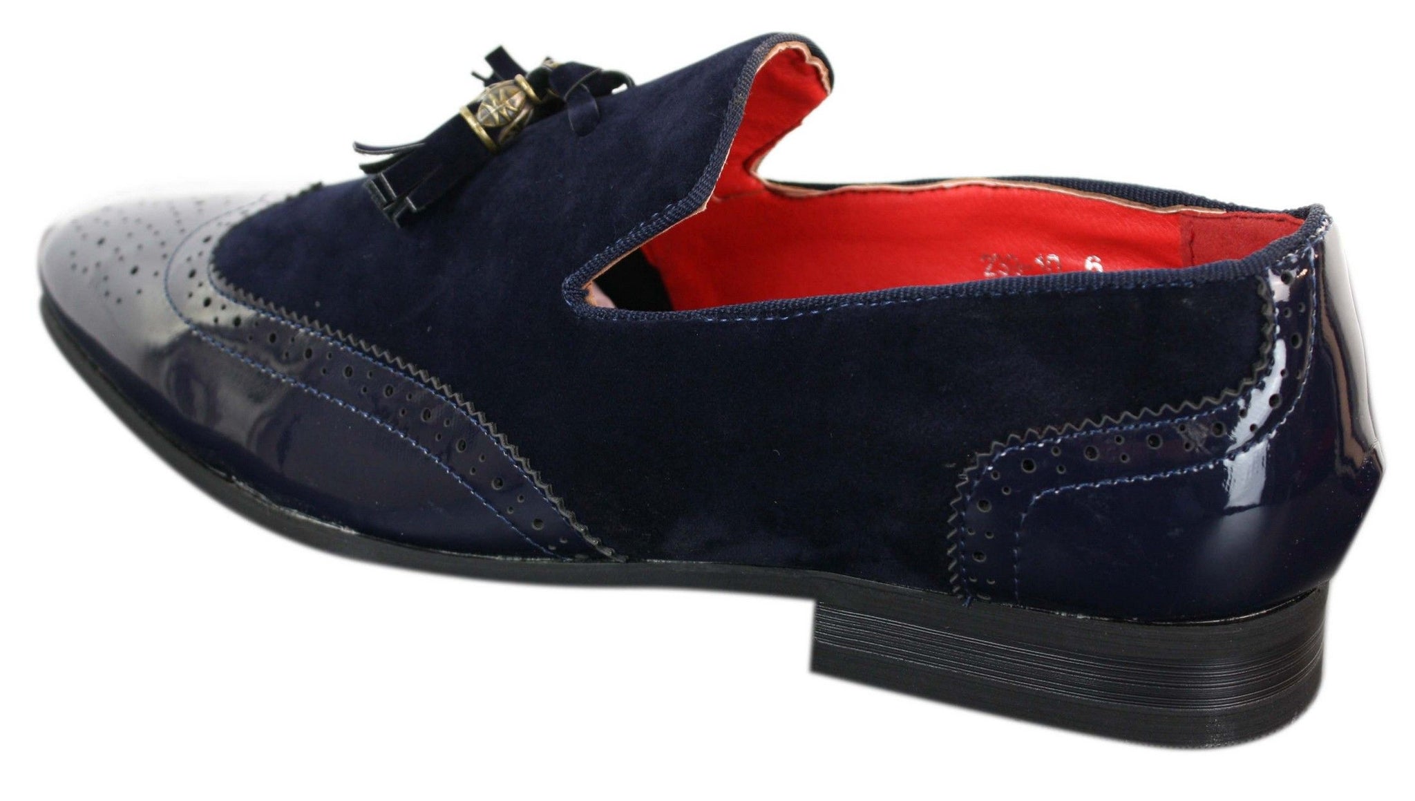 Patron 239-10 Herr Slip On Tassel Bilskor Glansigt Svarta Lackskinn PU Mocka Loafers