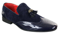 Patron 239-10 Herr Slip On Tassel Bilskor Glansigt Svarta Lackskinn PU Mocka Loafers