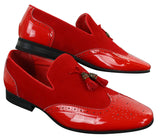 Patron 239-10 Herr Slip On Tassel Bilskor Glansigt Svarta Lackskinn PU Mocka Loafers