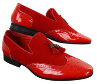 Patron 239-10 Herr Slip On Tassel Bilskor Glansigt Svarta Lackskinn PU Mocka Loafers