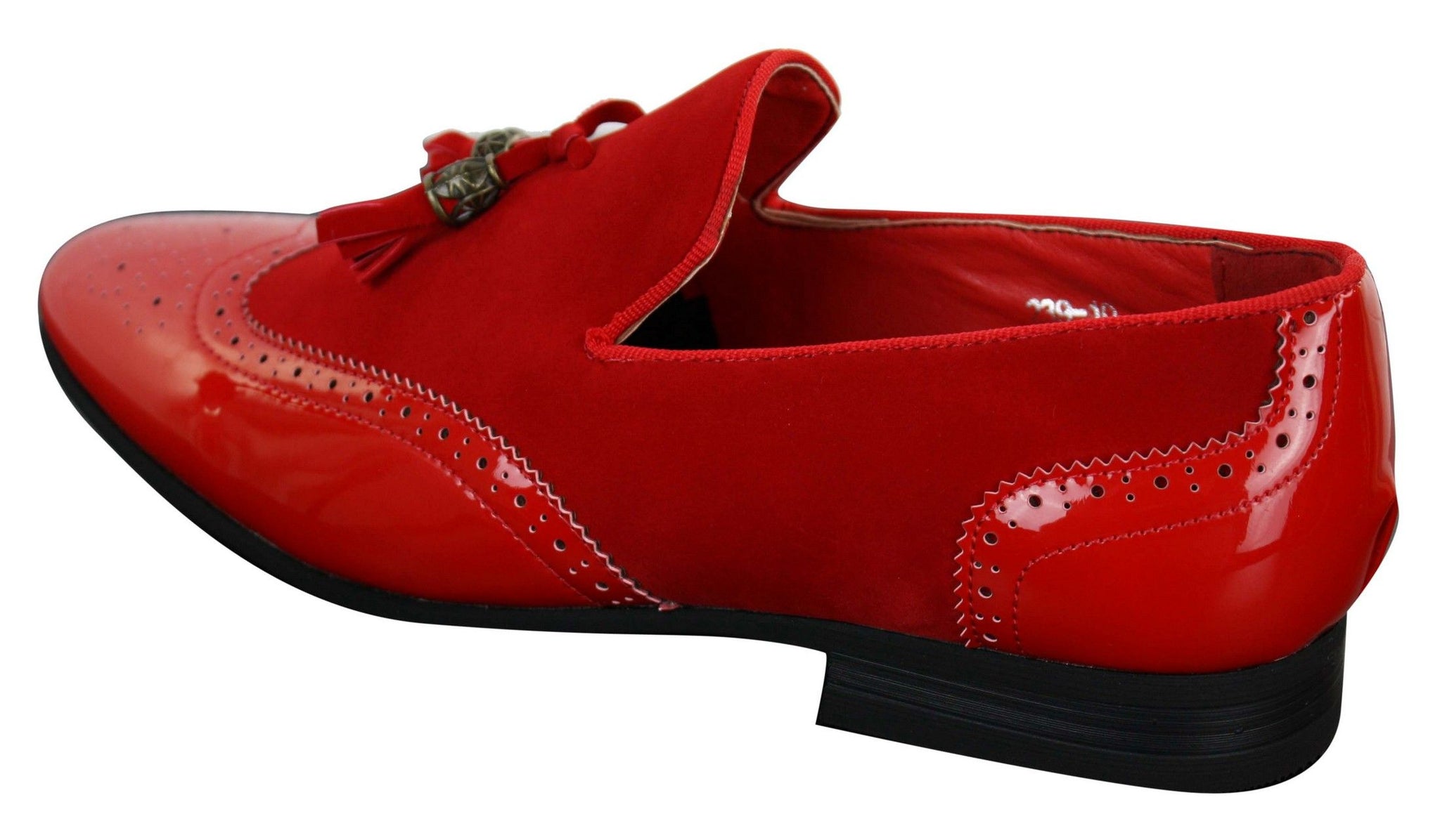 Patron 239-10 Herr Slip On Tassel Bilskor Glansigt Svarta Lackskinn PU Mocka Loafers