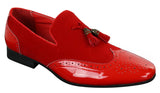 Patron 239-10 Herr Slip On Tassel Bilskor Glansigt Svarta Lackskinn PU Mocka Loafers