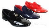Patron 239-10 Herr Slip On Tassel Bilskor Glansigt Svarta Lackskinn PU Mocka Loafers