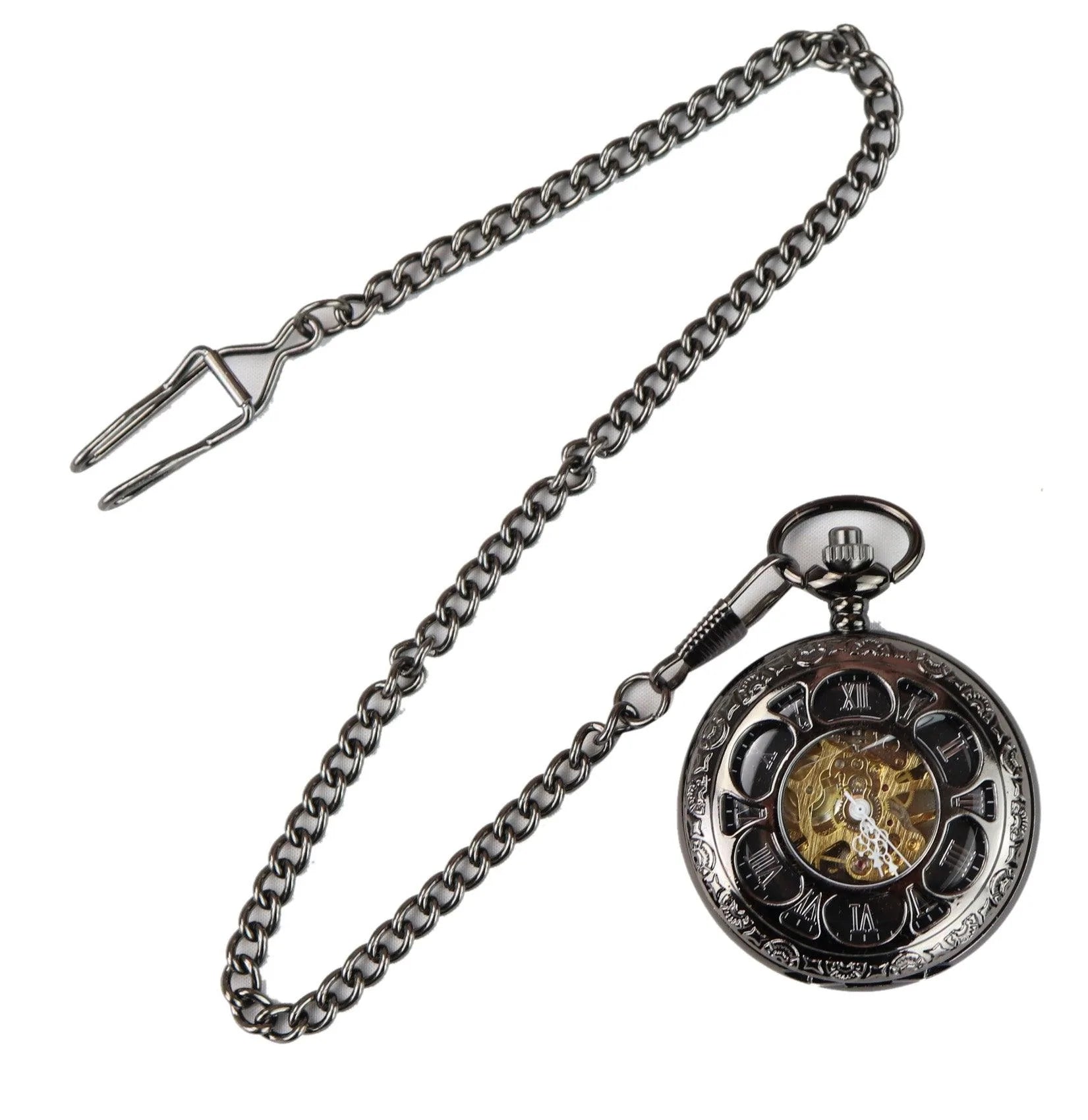 Svart mekaniskt fickur i vintagestil