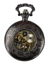 Automatisk mekanisk vintage fickur svart färg