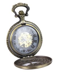 Automatisk mekanisk vintage fickur guldfärgad