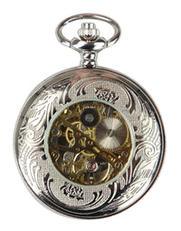 Silverfärgad vintage mekanisk fickur