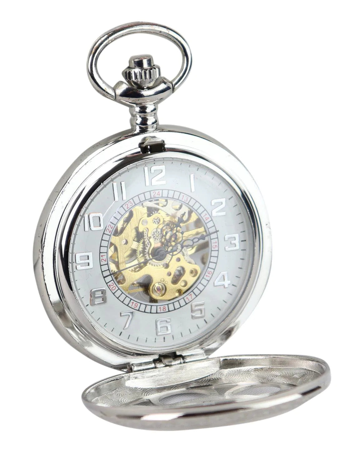 Silverfärgad vintage mekanisk fickur
