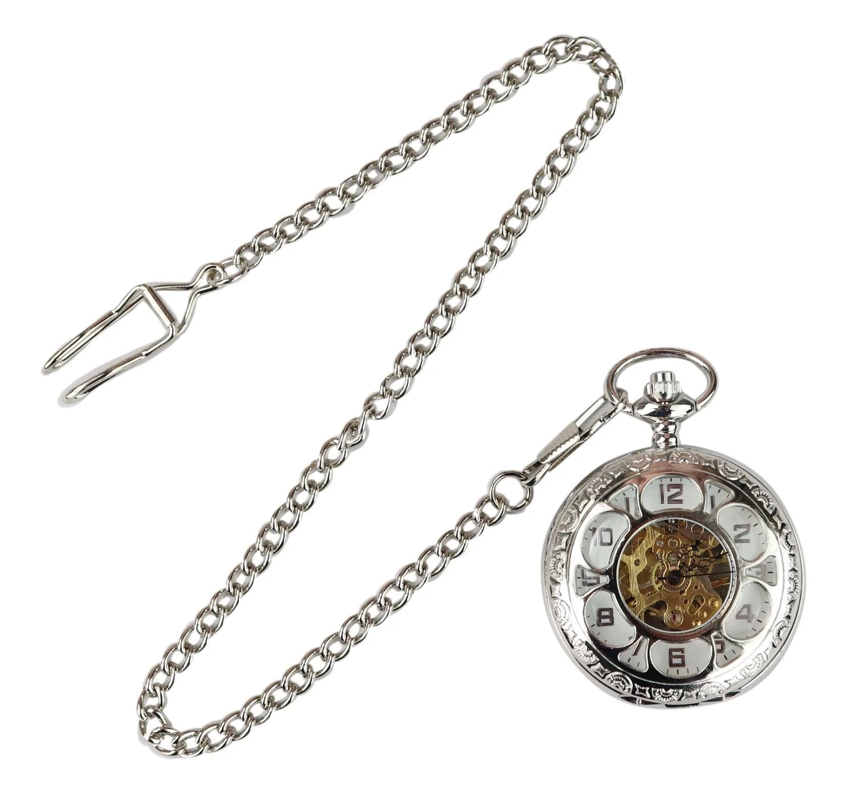 Silverfärgad vintage mekanisk fickur