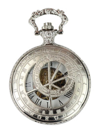 Automatisk mekanisk vintage fickur silverfärgad