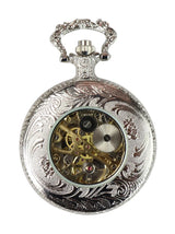 Automatisk mekanisk vintage fickur silverfärgad