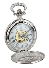 Automatisk mekanisk vintage fickur silverfärgad