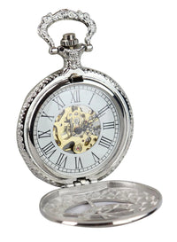 Automatisk mekanisk vintage fickur silverfärgad